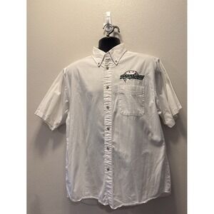 Arctic Cat Shirt Men's L‎ Mechanic Garage Workwear Button Up Short Sleeve White
